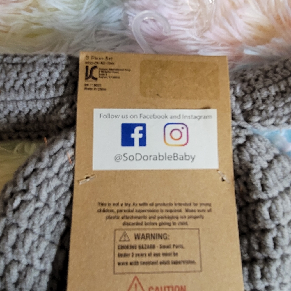 So Adorable Baby Photo Op Set Crochet Costume Bunny 0-6 Mo. - Picture 10 of 12